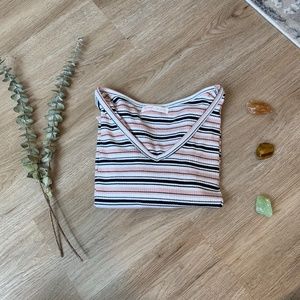 Romwe Striped Short Sleeve Shirt